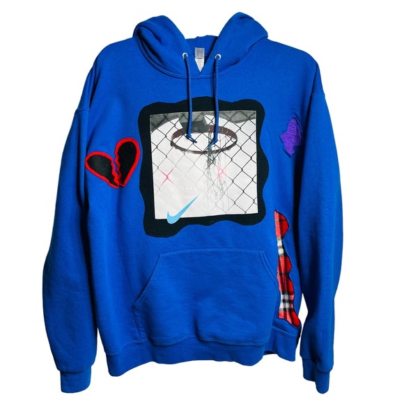 Nike Hoop Dreams Custom 1/1 Upcycled Hoodie Size Large Blue